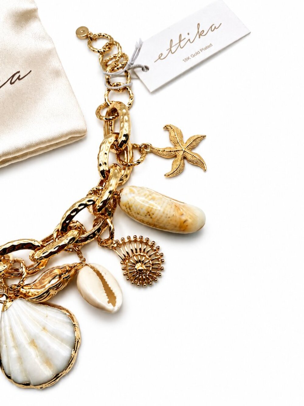 Ettika Mermaid Tears 18k Gold Plated Multi-Shell Charm Bracelet NWT - Picture 3 of 4